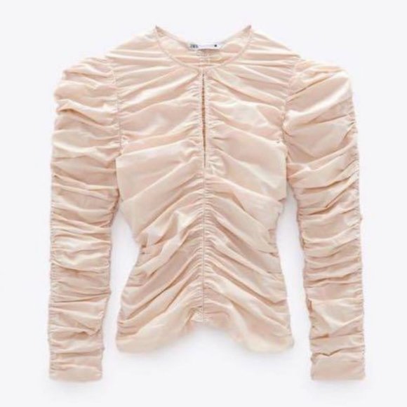 ZARA Cotton Poplin Ruched Blouse, Summer Blouse For Women, Excellent Condition - Picture 4 of 10